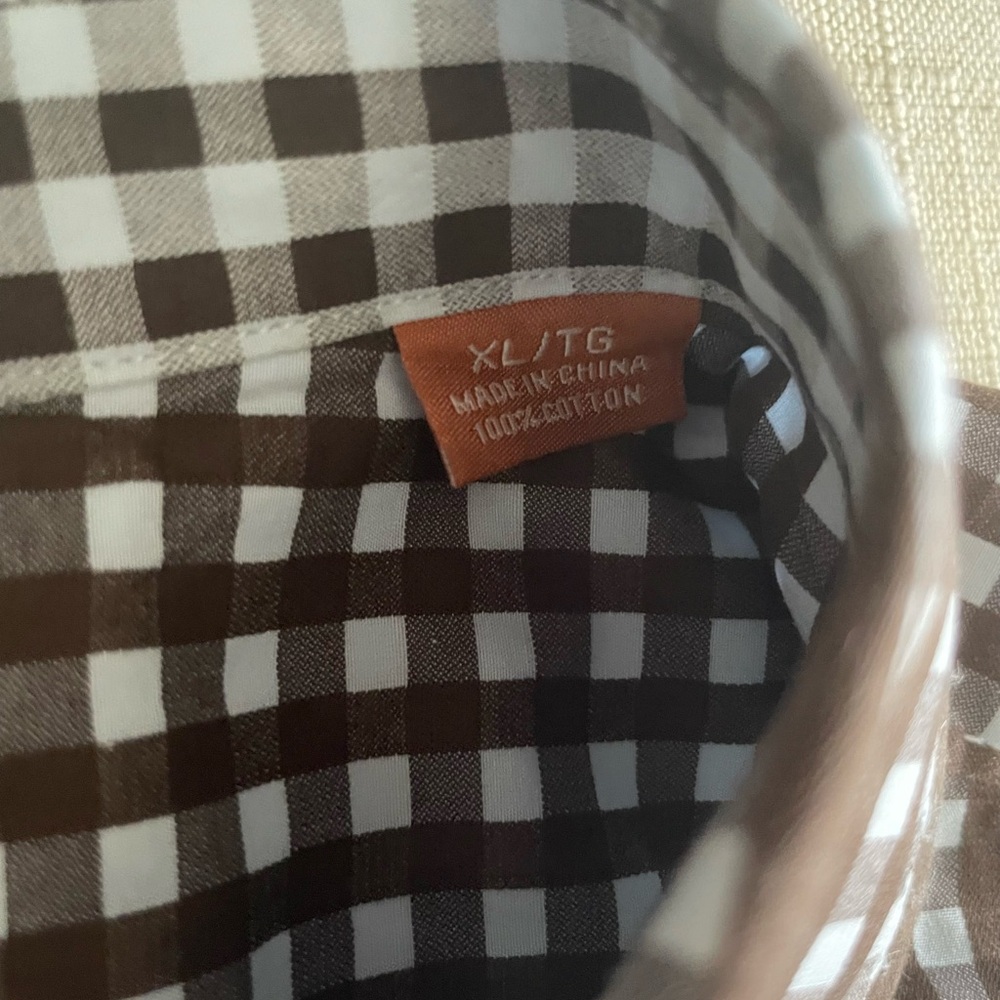 Tommy Bahama Brown and White Checkered Shirt - Picture 7 of 7